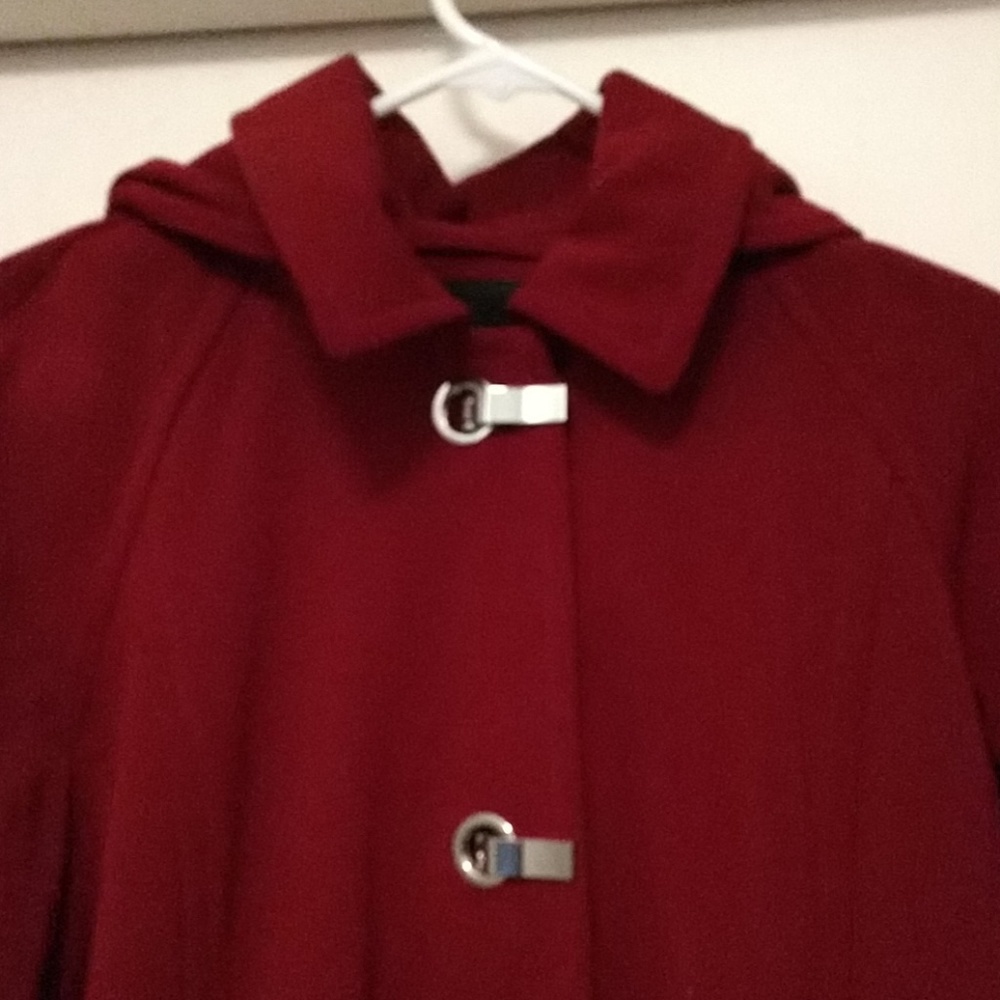 Red hooded Rain coat